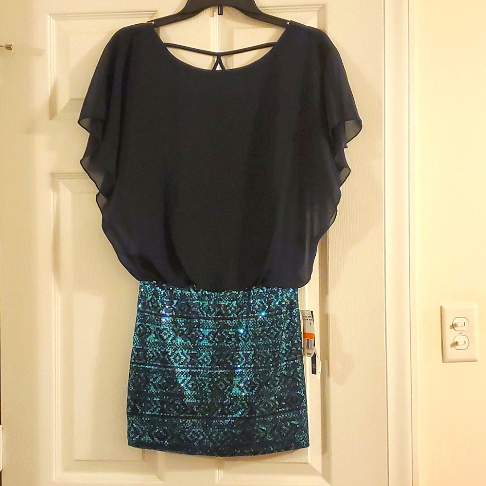 Navy mini dress, size small. One piece